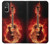 S0415 火ギター Fire Guitar Burn Sony Xperia 5 V バックケース、フリップケース・カバー