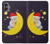 S2849 かわいいスリーピーフクロウ Cute Sleepy Owl Moon Night Samsung Galaxy A05 バックケース、フリップケース・カバー