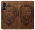 S2529 レオゾディアックタトゥーブラウングラフィック Leo Zodiac Tattoo Brown Graphic Print Samsung Galaxy A05s バックケース、フリップケース・カバー