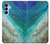 S3920 抽象的なオーシャンブルー色混合エメラルド Abstract Ocean Blue Color Mixed Emerald Samsung Galaxy A15 5G バックケース、フリップケース・カバー