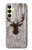 S2505 トナカイ古い木材グラフィックプリント Reindeer Head Old Wood Texture Graphic Printed Samsung Galaxy A25 5G バックケース、フリップケース・カバー