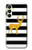 S2794 黒と白のストライプ 金の鹿 Black and White Striped Deer Gold Sparkles Samsung Galaxy A25 5G バックケース、フリップケース・カバー