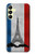 S2859 ヴィンテージフランスの旗エッフェル塔 Vintage France Flag Eiffel Tower Samsung Galaxy A25 5G バックケース、フリップケース・カバー
