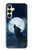 S3693 グリムホワイトウルフ満月 Grim White Wolf Full Moon Samsung Galaxy A25 5G バックケース、フリップケース・カバー
