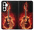 S0415 火ギター Fire Guitar Burn Samsung Galaxy A35 5G バックケース、フリップケース・カバー