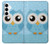 S3029 かわいい青いフクロウ Cute Blue Owl Samsung Galaxy A35 5G バックケース、フリップケース・カバー