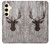 S2505 トナカイ古い木材グラフィックプリント Reindeer Head Old Wood Texture Graphic Printed Samsung Galaxy S24 バックケース、フリップケース・カバー