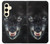 S2823 ブラックウルフ Black Wolf Blue Eyes Face Samsung Galaxy S24 バックケース、フリップケース・カバー