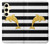 S2882 黒と白のストライプ ゴールドドルフィン Black and White Striped Gold Dolphin Samsung Galaxy S24 バックケース、フリップケース・カバー