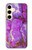 S2907 パープルターコイズ宝石グラフィックプリント Purple Turquoise Stone Samsung Galaxy S24 バックケース、フリップケース・カバー