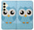S3029 かわいい青いフクロウ Cute Blue Owl Samsung Galaxy S24 バックケース、フリップケース・カバー