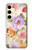 S3035 花 Sweet Flower Painting Samsung Galaxy S24 バックケース、フリップケース・カバー