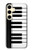 S3078 黒と白のピアノキーボード Black and White Piano Keyboard Samsung Galaxy S24 バックケース、フリップケース・カバー