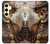 S3949 スチームパンクなスカルの喫煙 Steampunk Skull Smoking Samsung Galaxy S24 バックケース、フリップケース・カバー