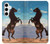 S0934 黒野生馬 Wild Black Horse Samsung Galaxy S24 Plus バックケース、フリップケース・カバー