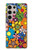 S3281 カラフルなヒッピーの花のパターン Colorful Hippie Flowers Pattern Samsung Galaxy S24 Ultra バックケース、フリップケース・カバー