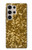 S3388 ゴールドラメグラフィックプリント Gold Glitter Graphic Print Samsung Galaxy S24 Ultra バックケース、フリップケース・カバー