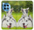 S3795 不機嫌子猫遊び心シベリアンハスキー犬ペイント Kitten Cat Playful Siberian Husky Dog Paint OnePlus 12R バックケース、フリップケース・カバー