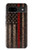 S3804 消防士メタルレッドラインフラググラフィック Fire Fighter Metal Red Line Flag Graphic Google Pixel 8a バックケース、フリップケース・カバー