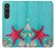S3428 アクア 海星 貝 Aqua Wood Starfish Shell Sony Xperia 1 VI バックケース、フリップケース・カバー