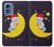S2849 かわいいスリーピーフクロウ Cute Sleepy Owl Moon Night Motorola Moto G Play 4G (2024) バックケース、フリップケース・カバー