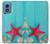 S3428 アクア 海星 貝 Aqua Wood Starfish Shell Motorola Moto G Play 4G (2024) バックケース、フリップケース・カバー