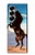 S0934 黒野生馬 Wild Black Horse Samsung Galaxy Z Fold 6 バックケース、フリップケース・カバー