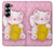 S3025 招き猫 Pink Maneki Neko Lucky Cat Samsung Galaxy Z Fold 6 バックケース、フリップケース・カバー