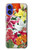 S3205 レトロ花 Retro Art Flowers iPhone 16 バックケース、フリップケース・カバー