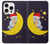 S2849 かわいいスリーピーフクロウ Cute Sleepy Owl Moon Night iPhone 16 pro バックケース、フリップケース・カバー