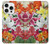 S3205 レトロ花 Retro Art Flowers iPhone 16 pro バックケース、フリップケース・カバー