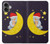 S2849 かわいいスリーピーフクロウ Cute Sleepy Owl Moon Night iPhone 16 plus バックケース、フリップケース・カバー