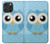 S3029 かわいい青いフクロウ Cute Blue Owl iPhone 16 pro max バックケース、フリップケース・カバー