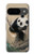 S2210 パンダふわふわアートの絵画 Panda Fluffy Art Painting Google Pixel 9 バックケース、フリップケース・カバー
