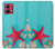 S3428 アクア 海星 貝 Aqua Wood Starfish Shell Motorola Moto G84 バックケース、フリップケース・カバー
