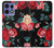 S3112 黒バラ パターン Rose Floral Pattern Black Motorola Edge 50 Pro バックケース、フリップケース・カバー