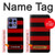 S2638 黒と赤のストライプ Black and Red Striped Motorola Edge 50 Fusion バックケース、フリップケース・カバー