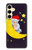 S2849 かわいいスリーピーフクロウ Cute Sleepy Owl Moon Night Samsung Galaxy S24 FE バックケース、フリップケース・カバー