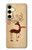 S3081 トナカイ Wooden Raindeer Graphic Printed Samsung Galaxy S24 FE バックケース、フリップケース・カバー
