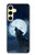 S3693 グリムホワイトウルフ満月 Grim White Wolf Full Moon Samsung Galaxy S24 FE バックケース、フリップケース・カバー