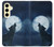 S3693 グリムホワイトウルフ満月 Grim White Wolf Full Moon Samsung Galaxy S24 FE バックケース、フリップケース・カバー