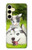 S3795 不機嫌子猫遊び心シベリアンハスキー犬ペイント Kitten Cat Playful Siberian Husky Dog Paint Samsung Galaxy S24 FE バックケース、フリップケース・カバー