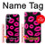 S2933 ピンクの唇のキス Pink Lips Kisses on Black Samsung Galaxy A06 バックケース、フリップケース・カバー