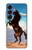 S0934 黒野生馬 Wild Black Horse Samsung Galaxy S25 バックケース、フリップケース・カバー