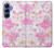 S3036 ピンクフラワーフローラ Pink Sweet Flower Flora Samsung Galaxy S25 バックケース、フリップケース・カバー