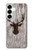 S2505 トナカイ古い木材グラフィックプリント Reindeer Head Old Wood Texture Graphic Printed Samsung Galaxy S25 Plus バックケース、フリップケース・カバー