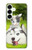 S3795 不機嫌子猫遊び心シベリアンハスキー犬ペイント Kitten Cat Playful Siberian Husky Dog Paint Samsung Galaxy S25 Plus バックケース、フリップケース・カバー