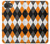 S3421 黒 オレンジ 白 アーガイルプラッド Black Orange White Argyle Plaid iPhone 16e バックケース、フリップケース・カバー