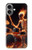 S3985 火の頭蓋骨のドラマー Fire Skull Drummer iPhone 16 plus バックケース、フリップケース・カバー