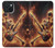S3984 ギターを弾く火の骸骨 Fire Skeleton Playing Guitar iPhone 15 バックケース、フリップケース・カバー
